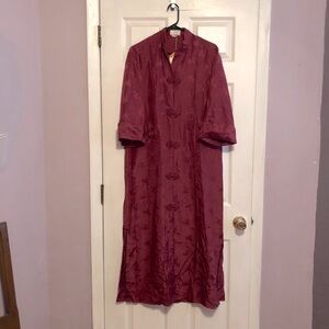 New 100% Silk Robe Youth Vintage Chinese Shanghai China Cabernet Maroon M